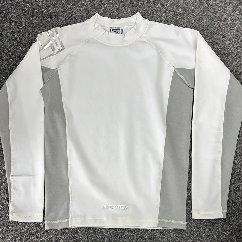 Slippery Rash Guard White and Gray Long Sleeve Shirt